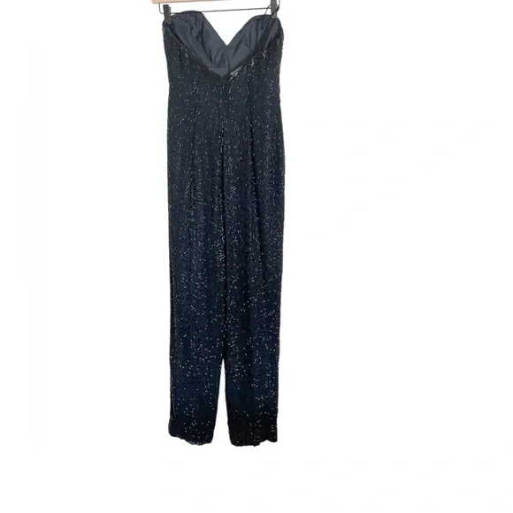 Black Tie He-ro Industries Womens Silk Beaded Strapless Evening Jumpsuit size 4 - Picture 3 of 14